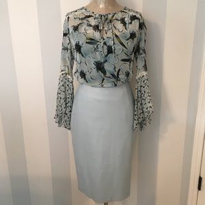 Powder Blue Faux Leather Skirt - The Limited